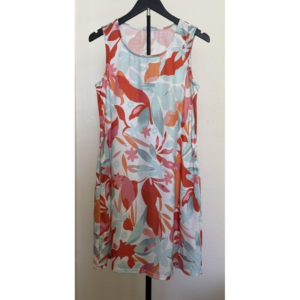 Women’s Tank Shift Dress Colorful Floral Beachy Summer Fun Size Medium